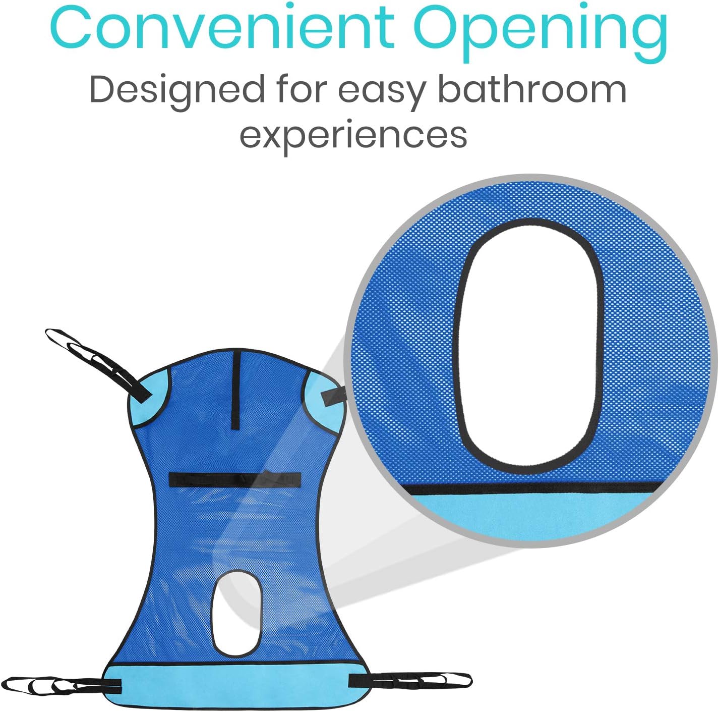 Patient Lift Sling with Opening (400lb Capacity) - Lifting Aid Straps for Transfer - Commode Chair for Hydrolic Medical Full Body Device for Elderly, Bariatric, Nursing, Caregiver - Mesh Support