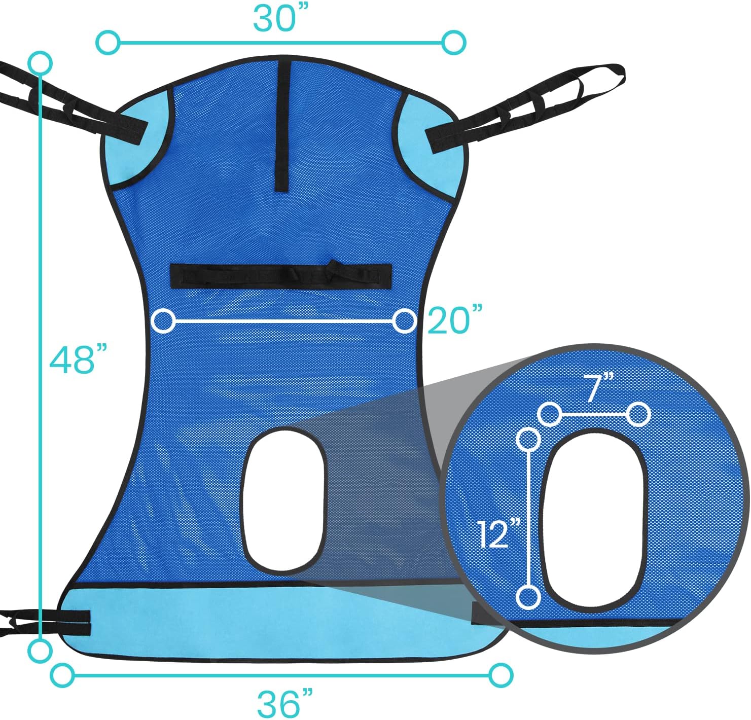 Patient Lift Sling with Opening (400lb Capacity) - Lifting Aid Straps for Transfer - Commode Chair for Hydrolic Medical Full Body Device for Elderly, Bariatric, Nursing, Caregiver - Mesh Support