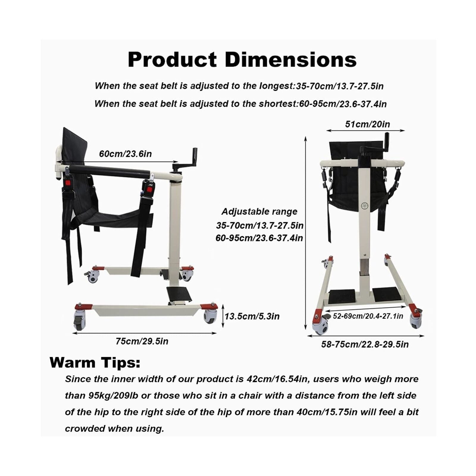 Transfer Lift Chair Portable Transport Wheelchair