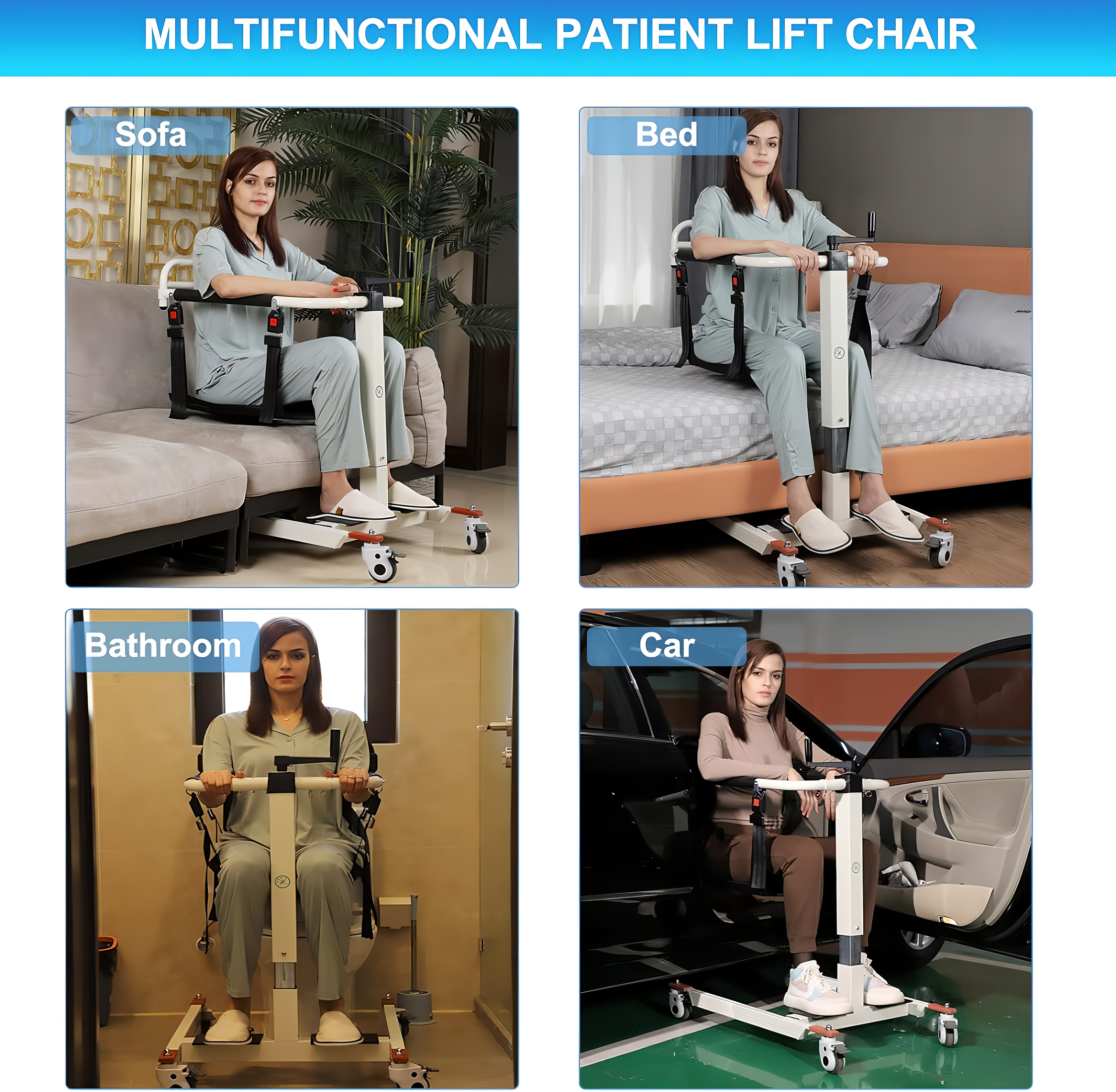 Multi-Function Home Patient Lift Wheelchair: Portable, Safe, Elderly-Friendly with Bedpan