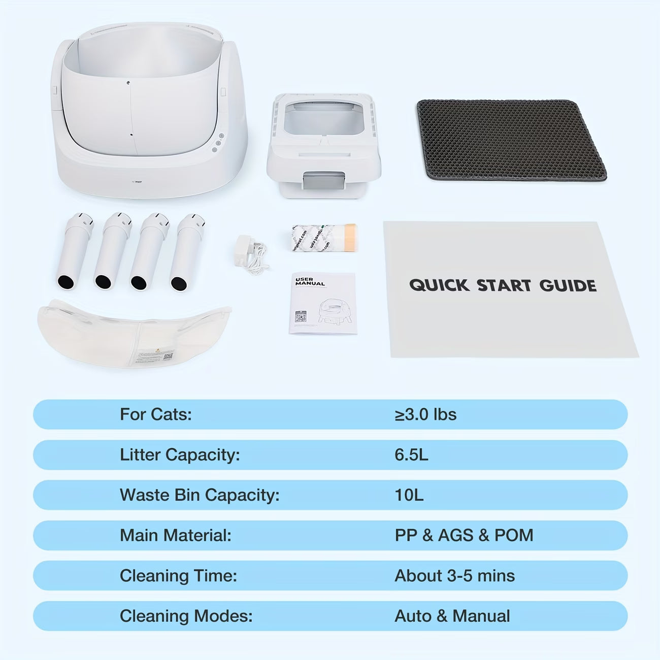 PetPivot Open-Style Self-Cleaning Litter Box, Safe Automatic Litter Box, Suitable for Multiple Cats