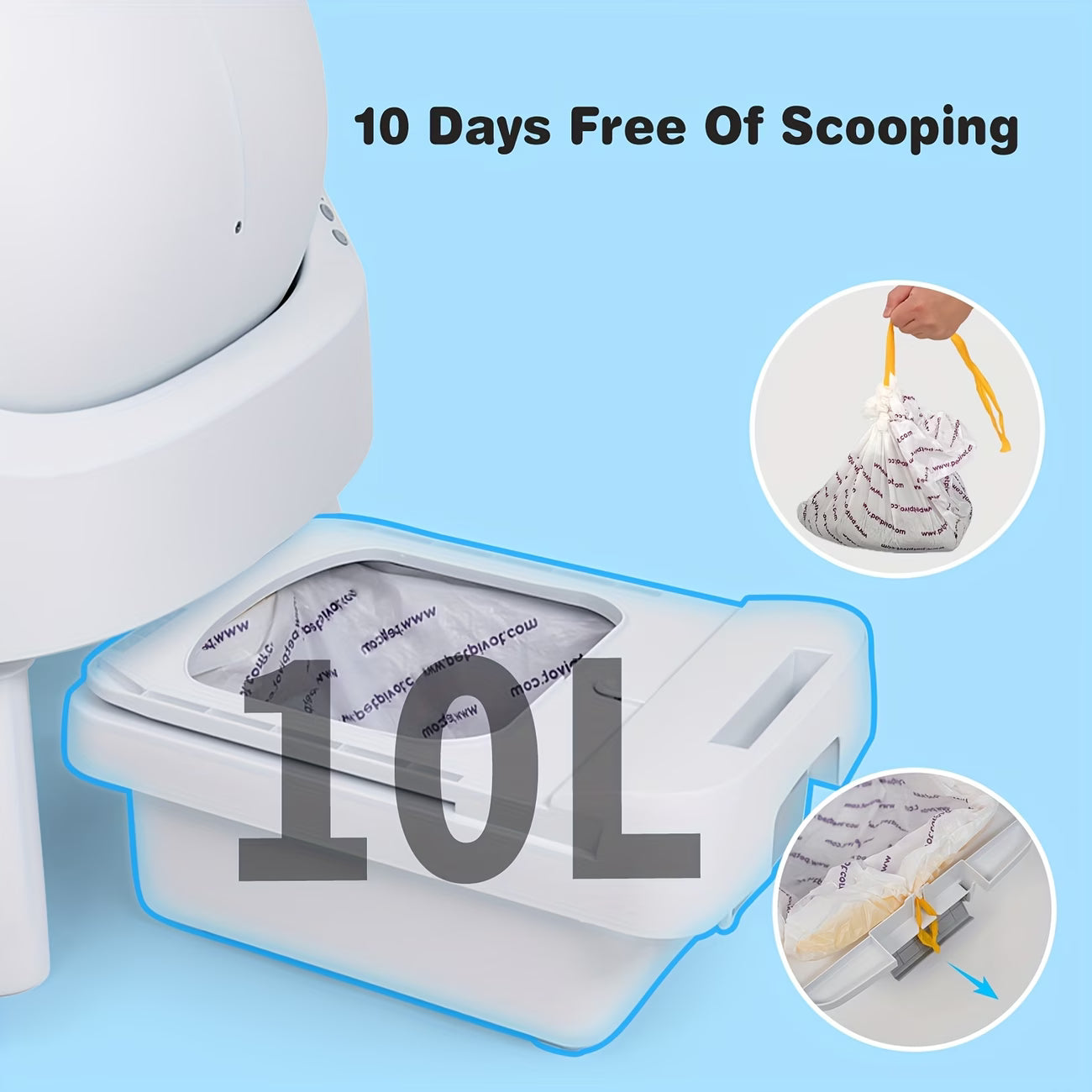 PetPivot Open-Style Self-Cleaning Litter Box, Safe Automatic Litter Box, Suitable for Multiple Cats