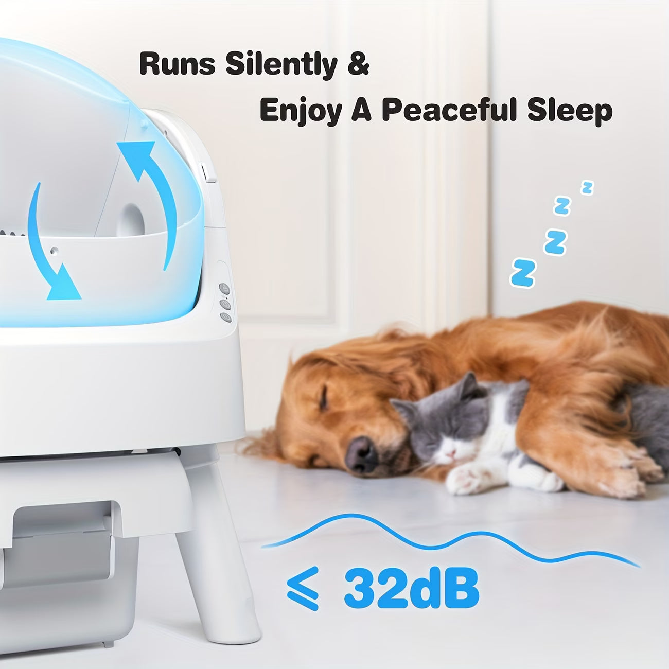 PetPivot Open-Style Self-Cleaning Litter Box, Safe Automatic Litter Box, Suitable for Multiple Cats