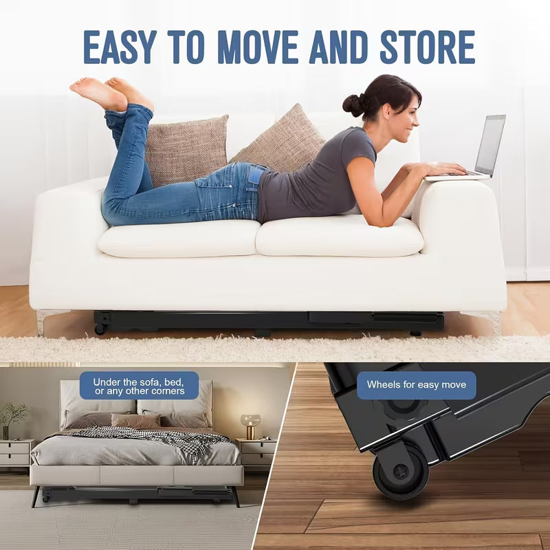 Portable Foldable Treadmill | 3.0 HP Small Treadmills for Home Office with 300 LBS Capacity, Walking Treadmill with Handle Bar, Folding Running Walking Compact Treadmill with LED Display, Iron Material, and Colors, 110V Power Supply, Without Battery