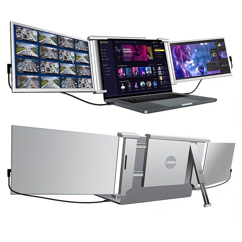 Portable Triple Monitor for Laptop | 14" Laptop Screen Extender, Surveillance Video Security Monitor Displays, 315° Rotate, Plug and Play, 1080P FHD, for 13.5"-16.5" Laptops