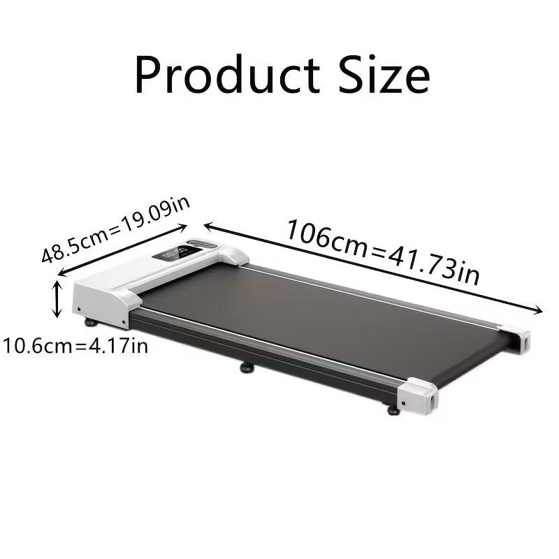 Portable Under Desk Walking Pad Treadmill, Support 2.5HP Lightweight Home Office Fitness Treadmill, 2-in