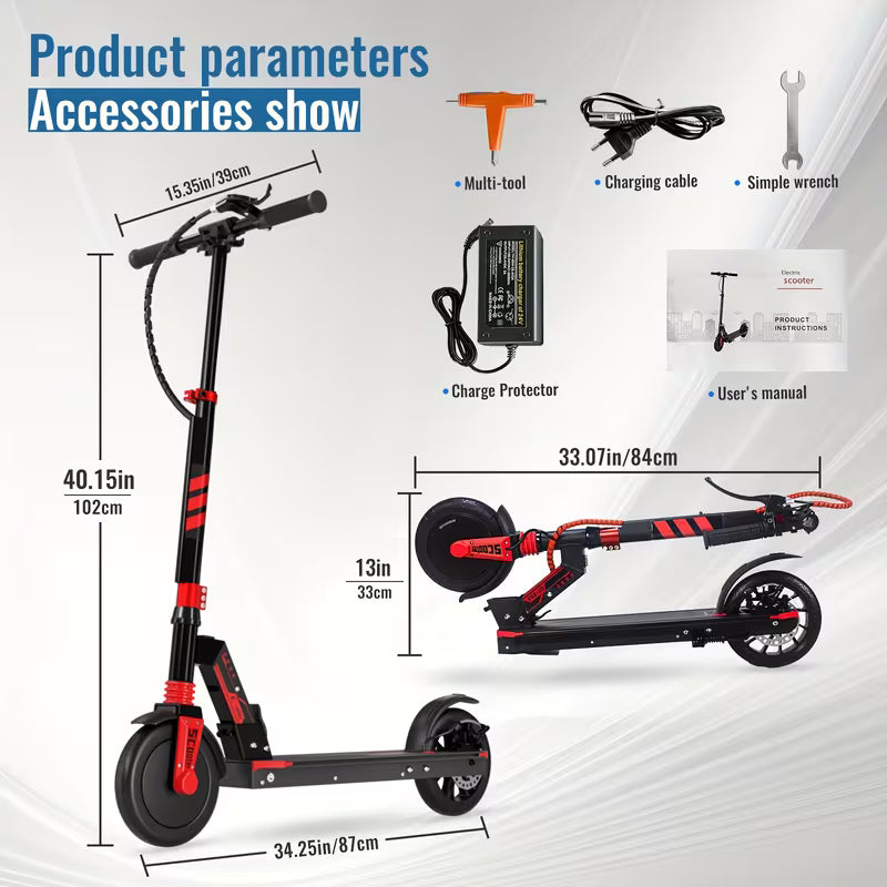 Portable Electric Foldable Scooter Suitable for Students & Teens - 180W Motor, Quick Charge, Lightweight Foldable e-Scooter with Range, Fast- & Frame for Urban Commuting, College Campus & Short-Distance Travel