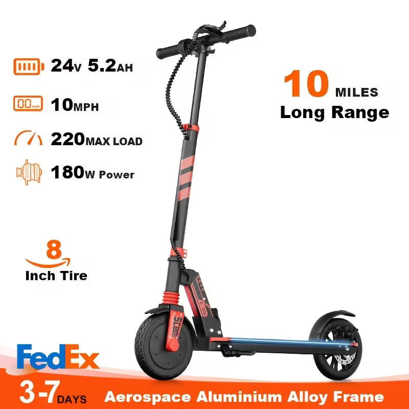 Portable Electric Foldable Scooter Suitable for Students & Teens - 180W Motor, Quick Charge, Lightweight Foldable e-Scooter with Range, Fast- & Frame for Urban Commuting, College Campus & Short-Distance Travel