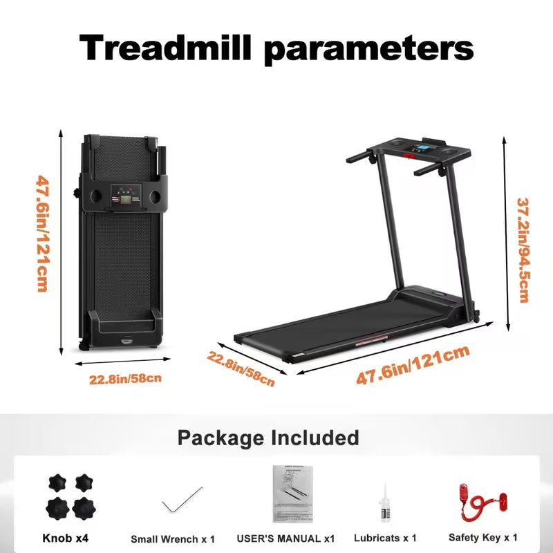 Portable Electric Treadmills for Factories, Space-Efficient Indoor Foldable Treadmills for Home Use, Without Battery