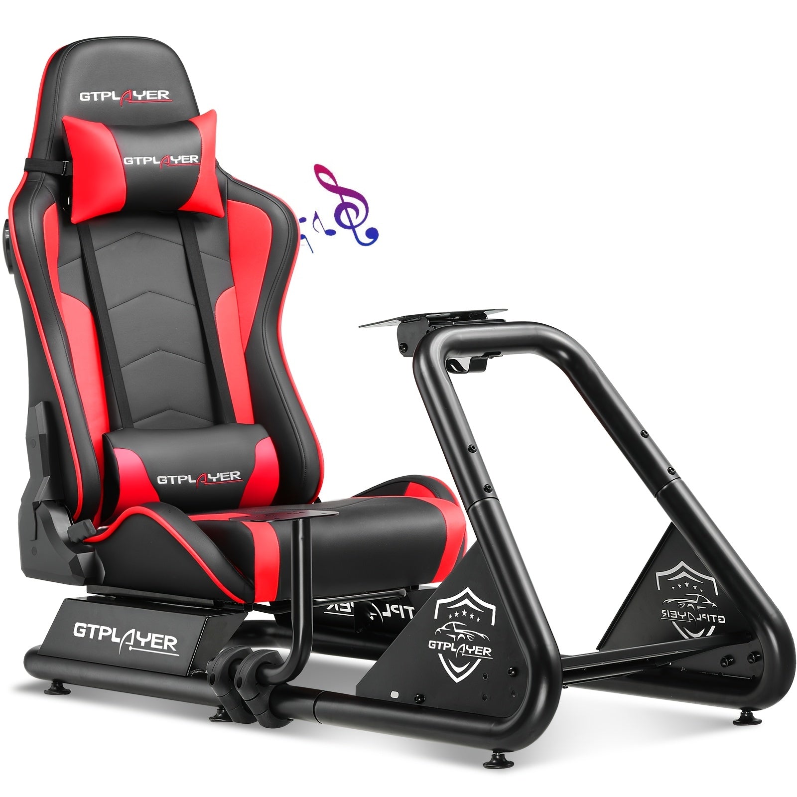 Racing Simulator Cockpit with Seats, Racing Style Reclining Seats And Super Strong Alloy Steel Frame (with Speakers, Manual)