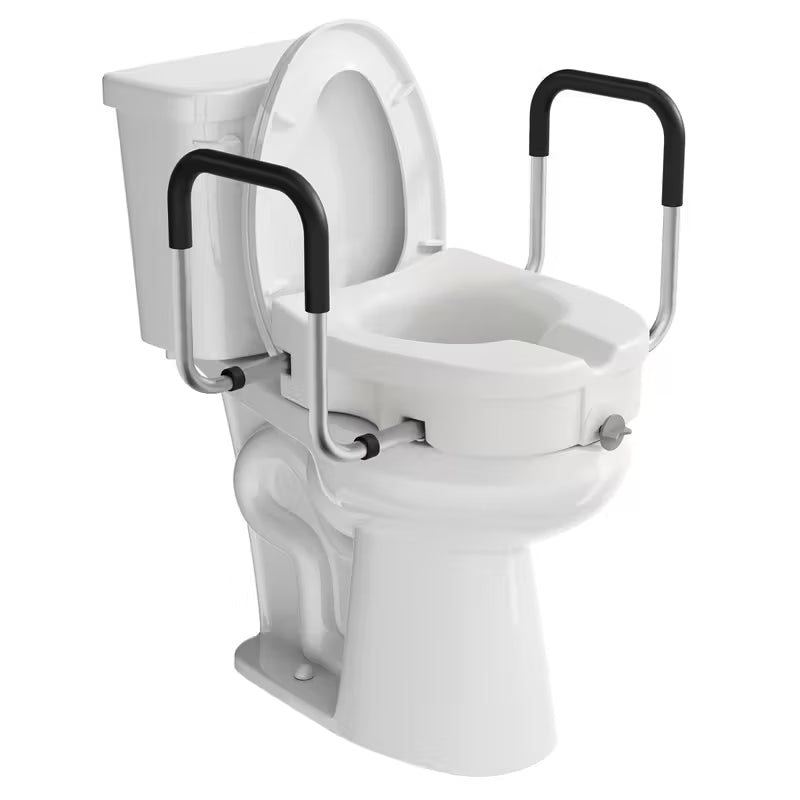 Raised Toilet Seat, 4.5 Riser with Adjustable Soft Padded Arms