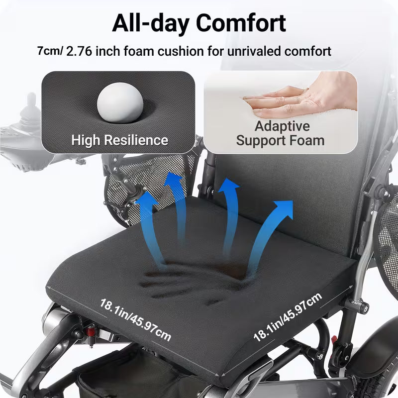 Reclining Electric Wheelchair With Smart Safety Brake, Folding Wheelchair Electric For Adults Seniors