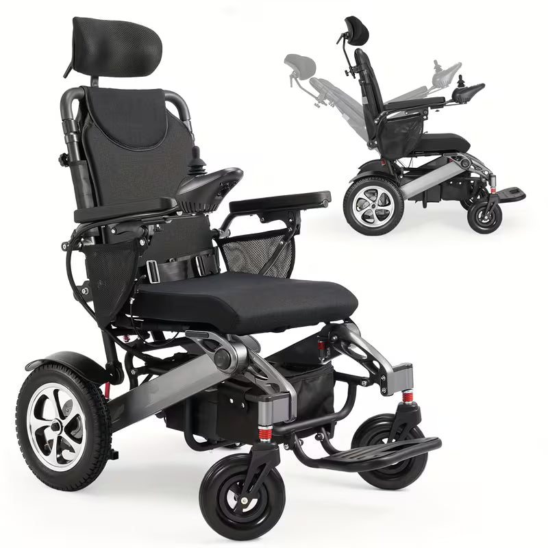 Reclining Electric Wheelchair With Smart Safety Brake, Folding Wheelchair Electric For Adults Seniors