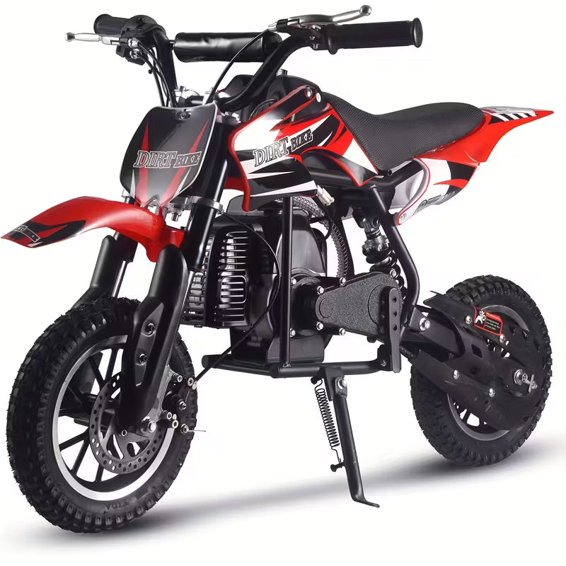 [Mini Dirt Bike] 2 Stroke Mini 50CC Gas Dirt Bike DB1 Model | Off-Road Tire, Shocks, Pull Start, Oil Mixed Required, Support Up to 130lbs, Top Speed: 20 Mph