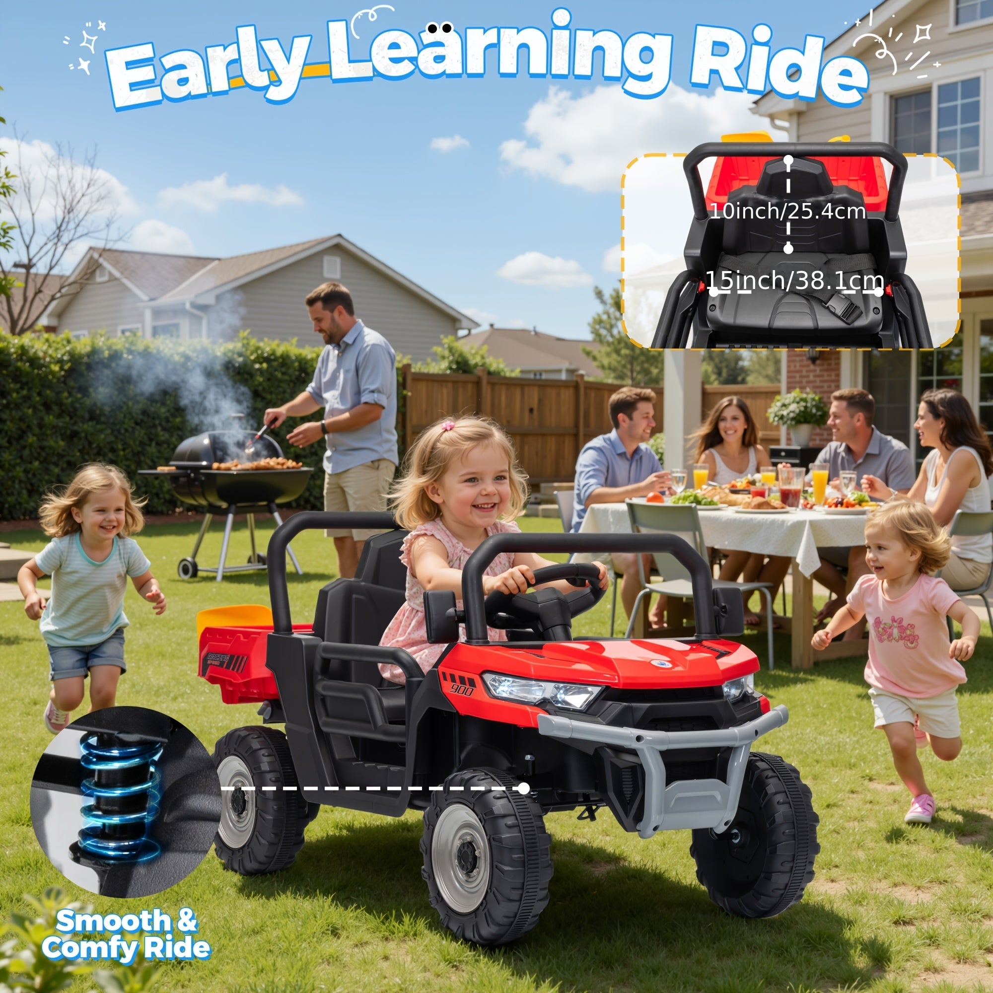 Ride-On Car W Parent Remote Control, Dump Bed & 3 Speeds