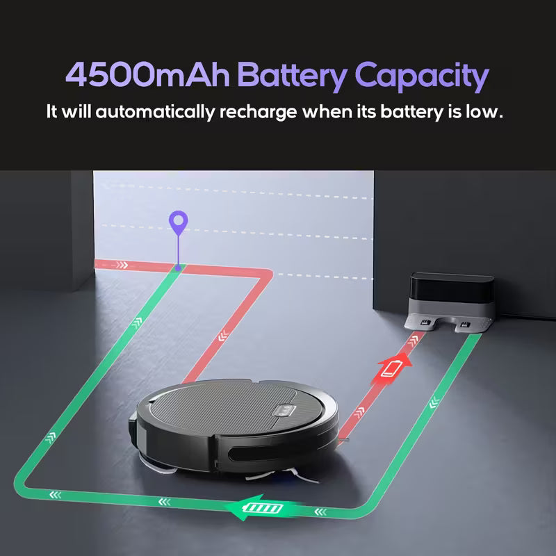 Robotic Vacuum Cleaner And Mop Combo, App/Voice Control, 2in 1 Robot Vacuum Cleaner, 5000pa Max Power Suction, Scheduled Cleaning, Automatic Recharge, for Pet Hair,