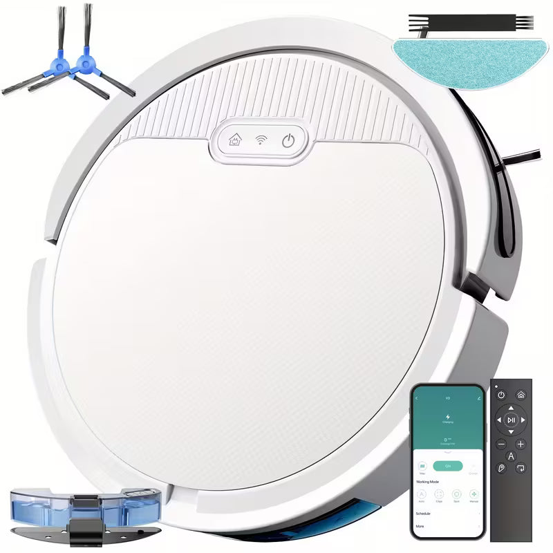 Robotic Vacuum Cleaner And Mop Combo, App/Voice Control, 2in 1 Robot Vacuum Cleaner, 5000pa Max Power Suction, Scheduled Cleaning, Automatic Recharge, for Pet Hair,
