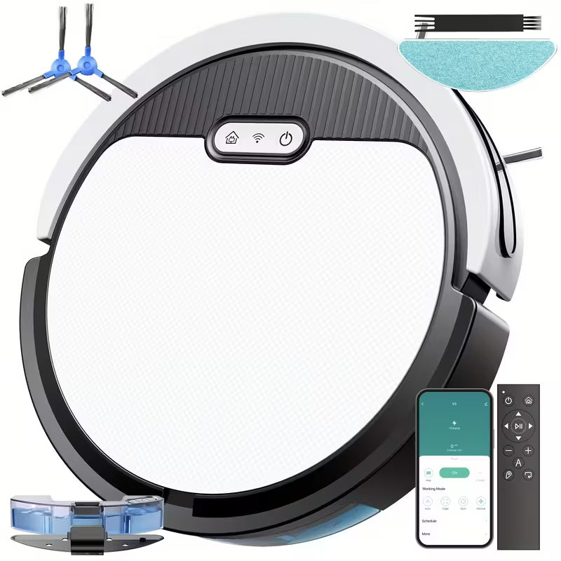 Robotic Vacuum Cleaner And Mop Combo, App/Voice Control, 2in 1 Robot Vacuum Cleaner, 5000pa Max Power Suction, Scheduled Cleaning, Automatic Recharge, for Pet Hair,