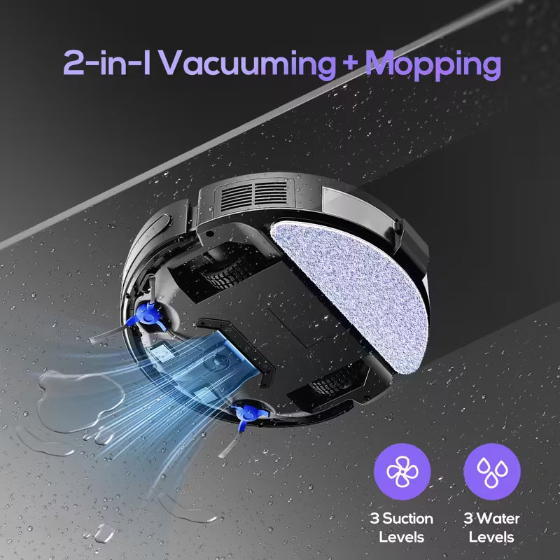 Robotic Vacuum Cleaner And Mop Combo, App/Voice Control, 2in 1 Robot Vacuum Cleaner, 5000pa Max Power Suction, Scheduled Cleaning, Automatic Recharge, for Pet Hair,