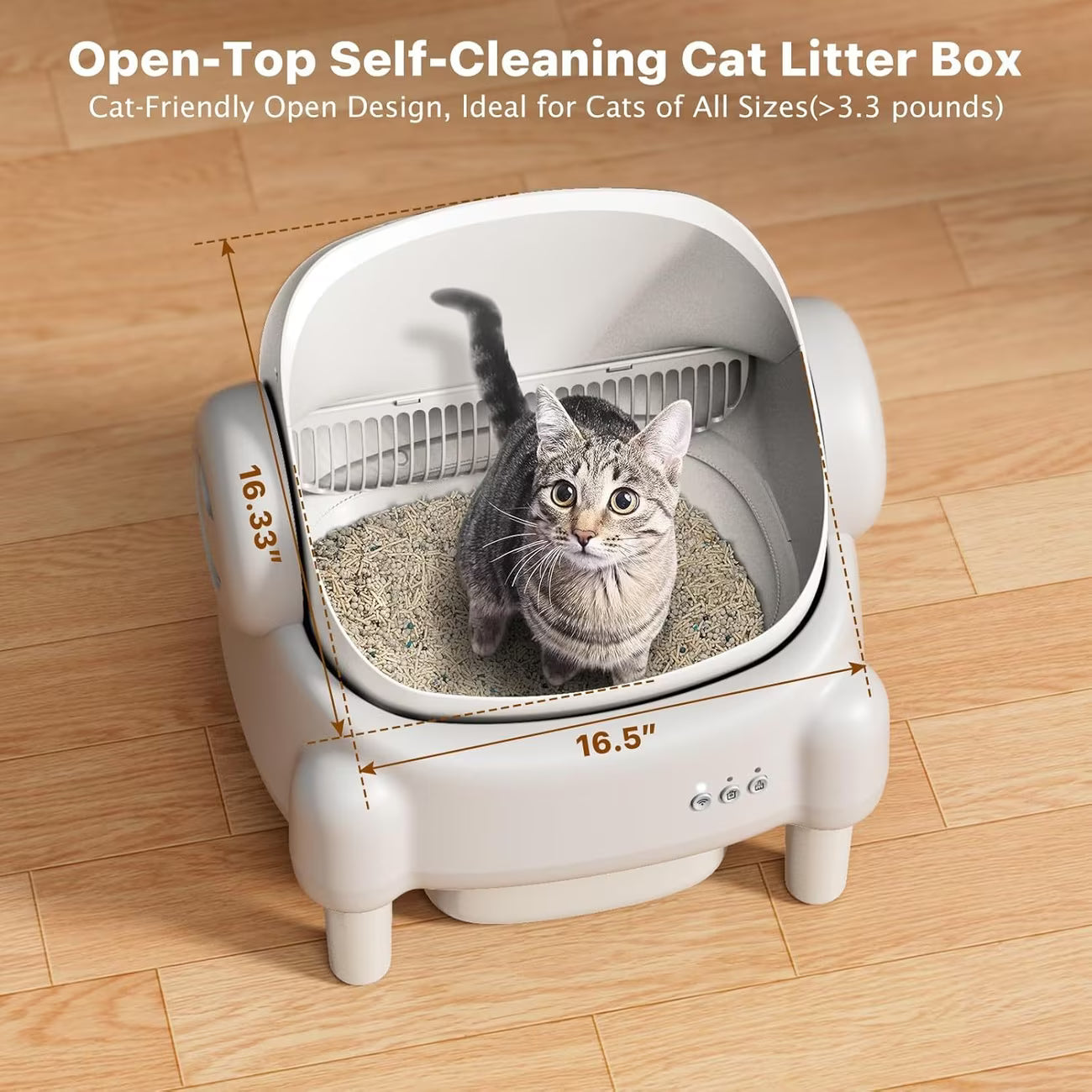 Self Cleaning Cat Litter Box, Automatic Kitty Litter Boxes For Multiple Cats, Built In Ambient Light, Double Odor Removal Safety Protection With App Control