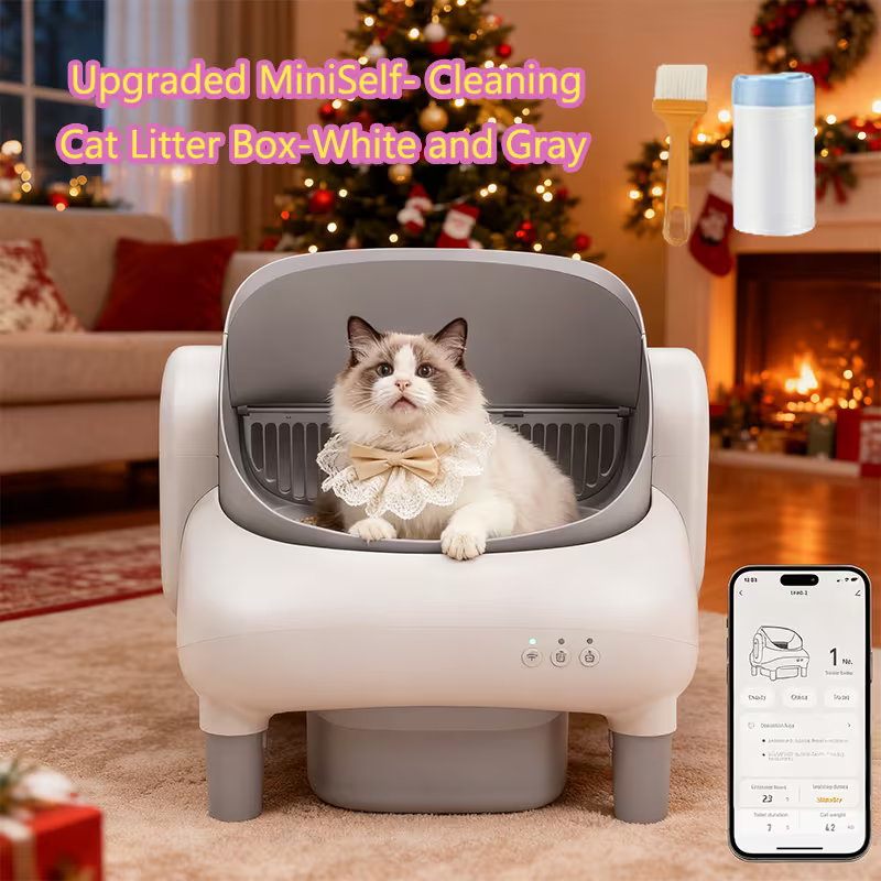 Self Cleaning Cat Litter Box, Automatic Kitty Litter Boxes For Multiple Cats, Built In Ambient Light, Double Odor Removal Safety Protection With App Control