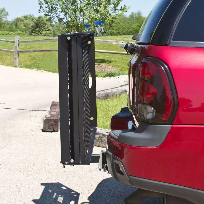 Silver Spring Folding Steel Wheelchair Carrier with Ramp & Hitch Mount, 48" x 27.75", Black - Heavy-Duty and Foldable Mobility Carrier for Scooter Vehicles and Wheelchairs