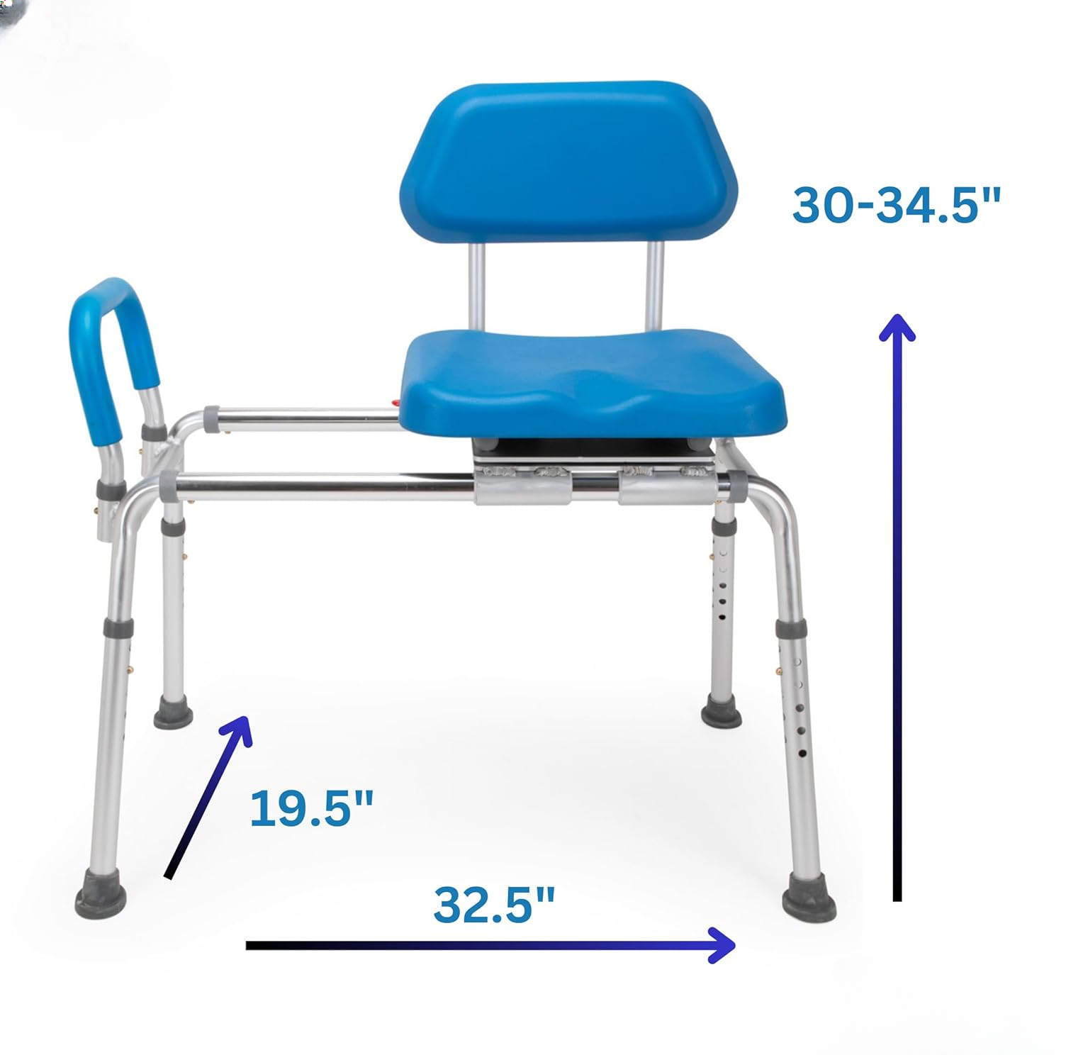 Sliding Shower Chair with Adjustable Height and Locking Mechanism