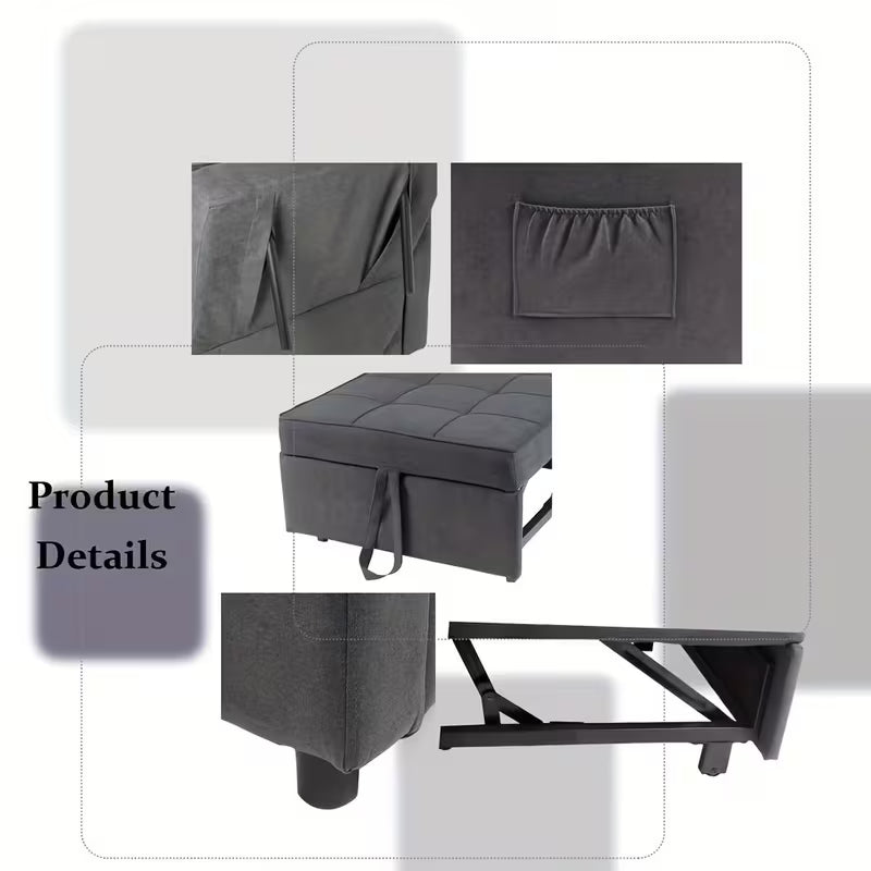 Sofa Bed Chair 3-in-1 Convertible Chair Bed, Lounger Sleeper Chair, Single Recliner For Small Space With Adjustable Backres