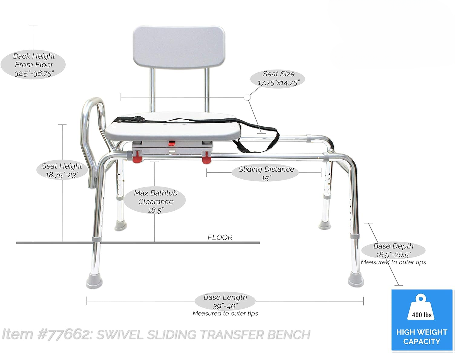 Swivel Sliding Bath Transfer Bench Regular