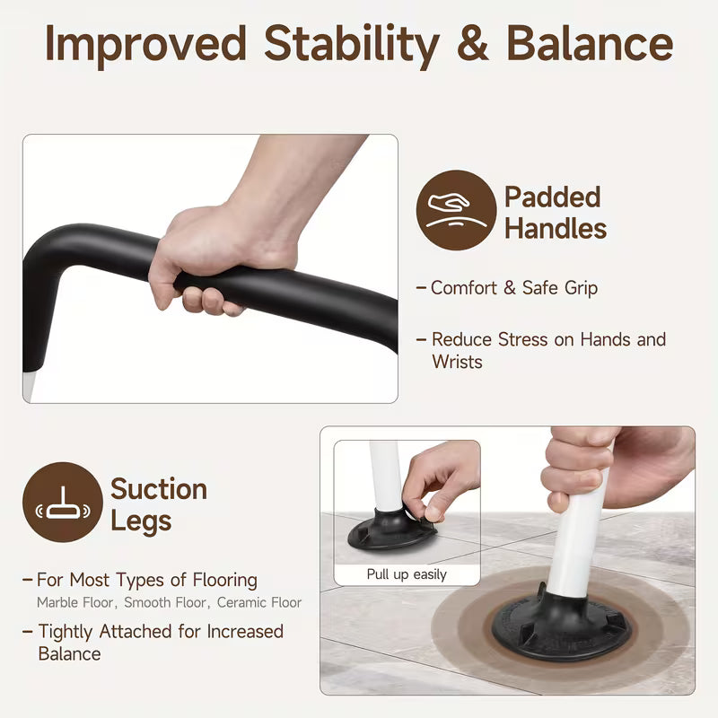 Toilet Safety Rails - 300lbs Heavy-Duty, Tool-Free Height Adjustment, Non-Slip Base for Bathroom Stability" (Fits Any Toilet, Foldable for Small Spaces)