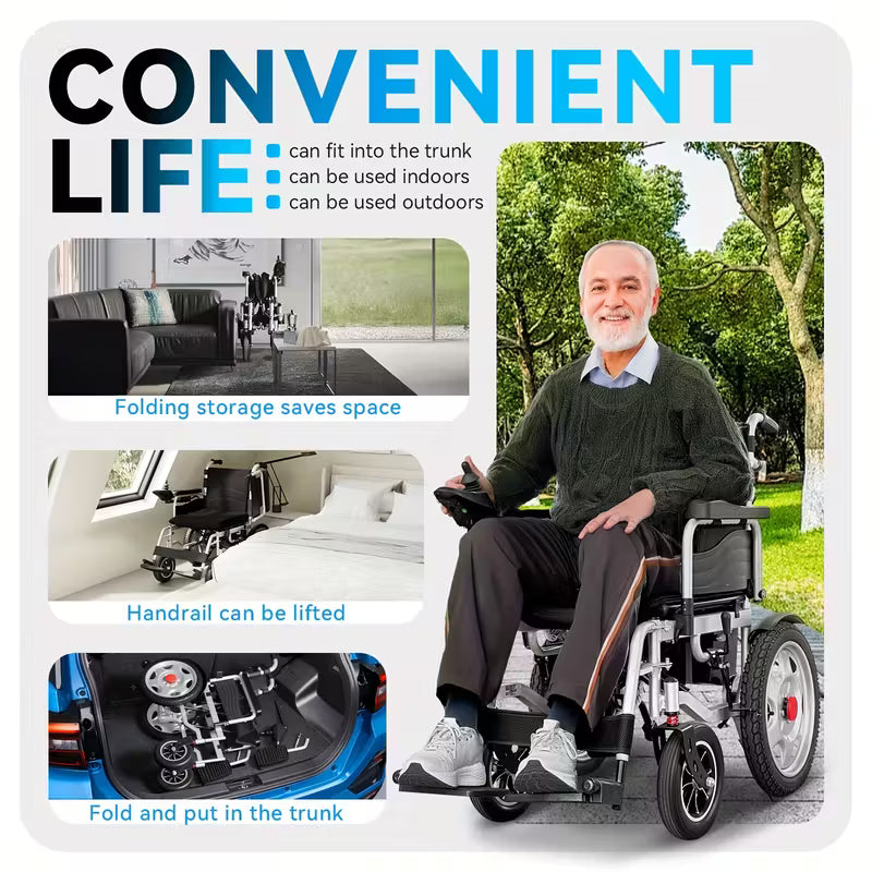 Ultra-Lightweight Electric Wheelchair, 360° Flexible Joystick Control, One-Second Foldable Design