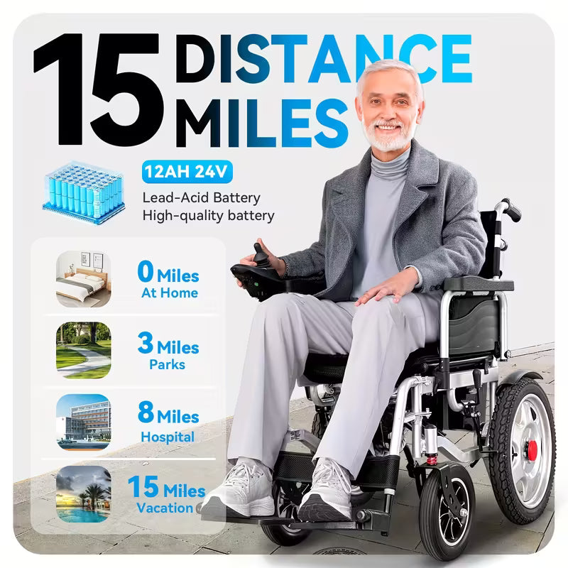 Ultra-Lightweight Electric Wheelchair, 360° Flexible Joystick Control, One-Second Foldable Design