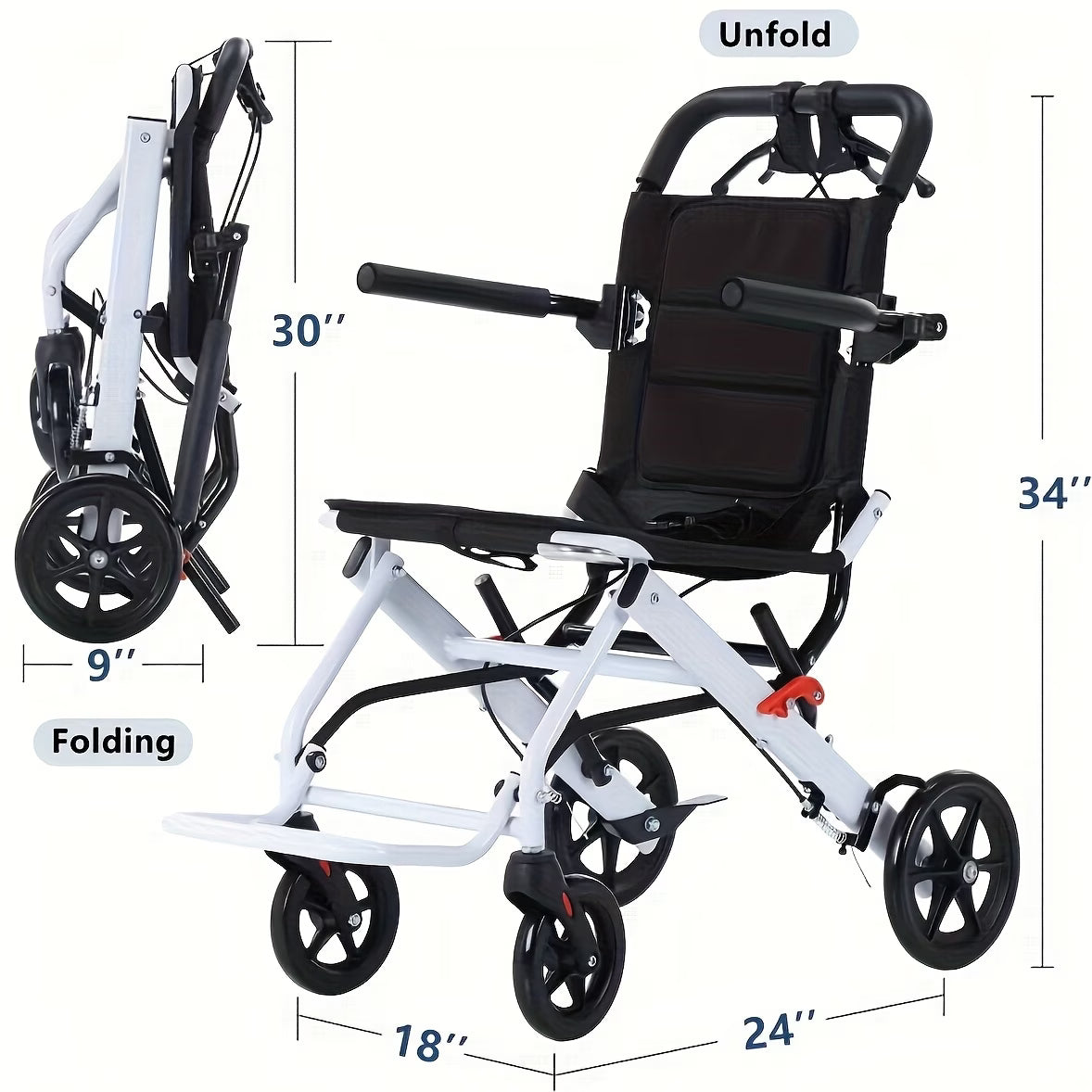 Ultra-light Folding Portable Wheelchair for The Elderly, Portable Wheelchair for Adults And Children