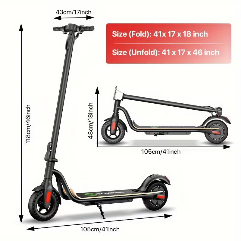 Ultra Lightweight Foldable Electric Scooter, Wood Pedal With 8 Solid Wheels, 7.8AH Battery Supports
