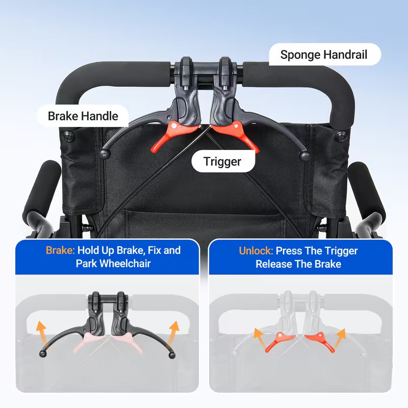 Ultralight Folding Wheelchair - 22.4lb Lightweight Portable Mobility Aid for Adults & Seniors