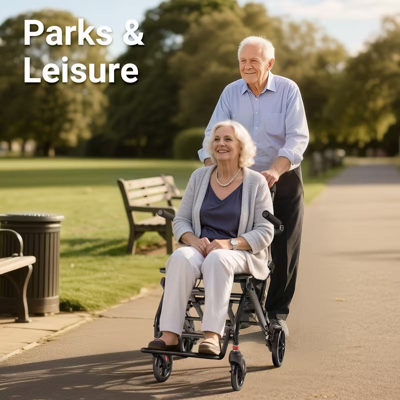 Ultralight Folding Wheelchair - 22.4lb Lightweight Portable Mobility Aid for Adults & Seniors