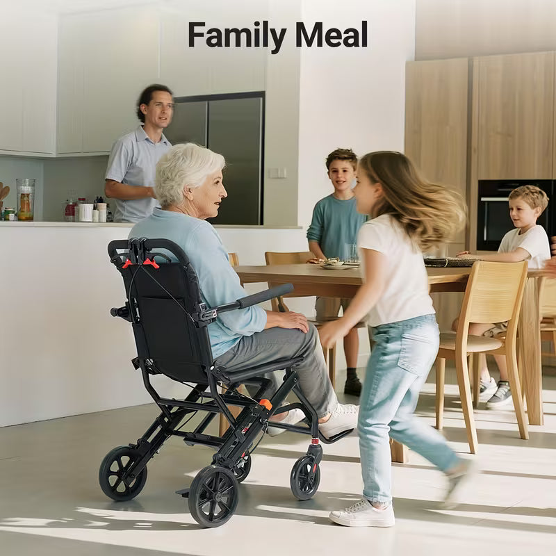 Ultralight Folding Wheelchair - 22.4lb Lightweight Portable Mobility Aid for Adults & Seniors