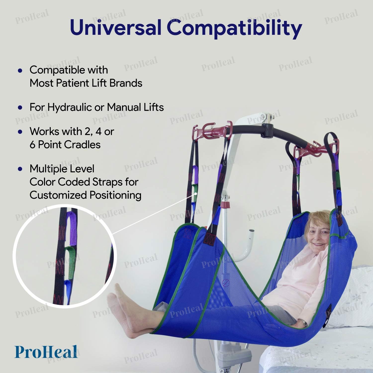 Universal Full Body Mesh Lift Sling with Commode Opening, Large, 56 x 43.5 - Polyester Slings for Patient Lifts