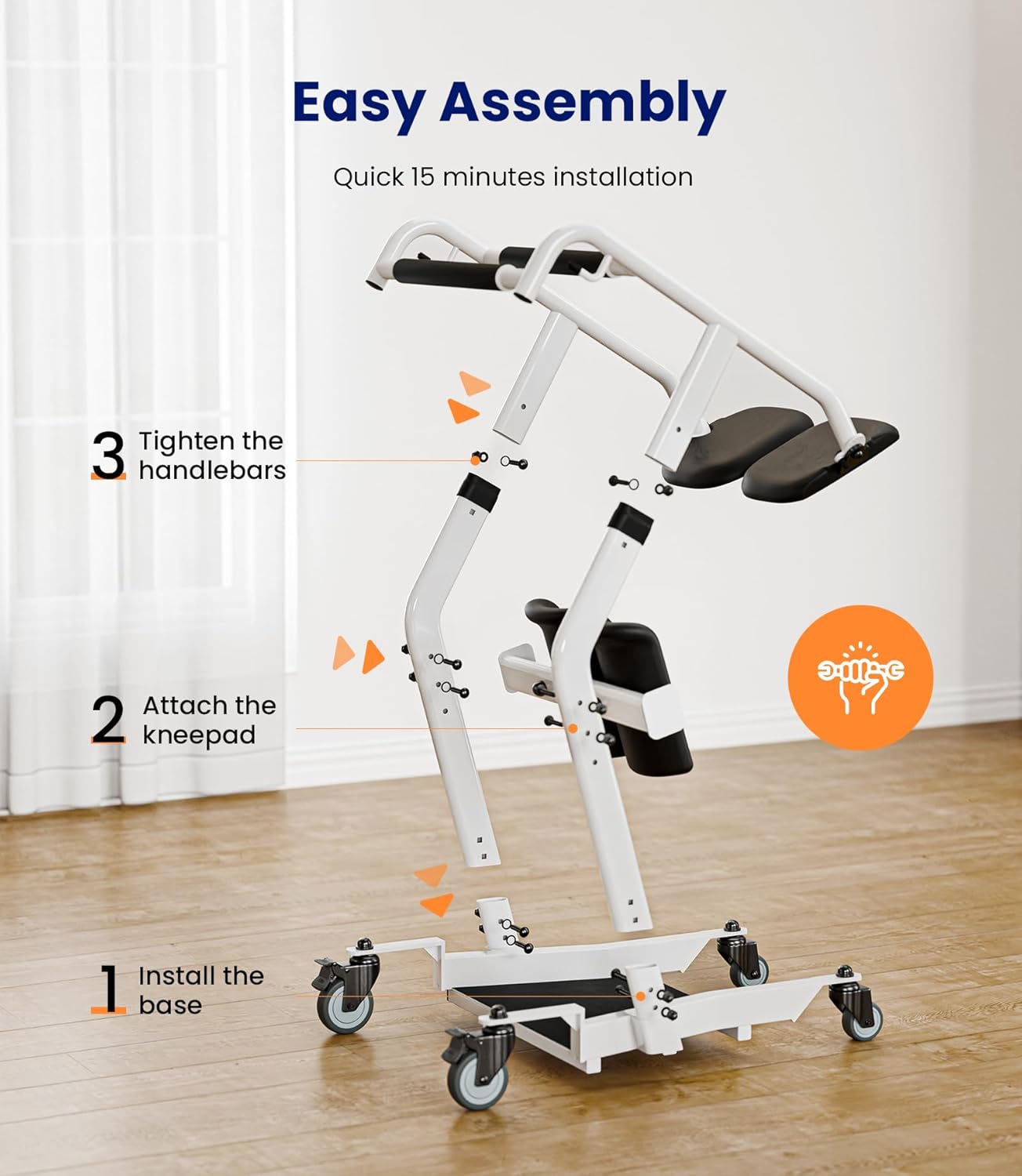 Upgrade Sit to Stand Lift, One-Step Stand Assist Lift for Elderly, Patient Lift Chair Transport Unit with Wheels