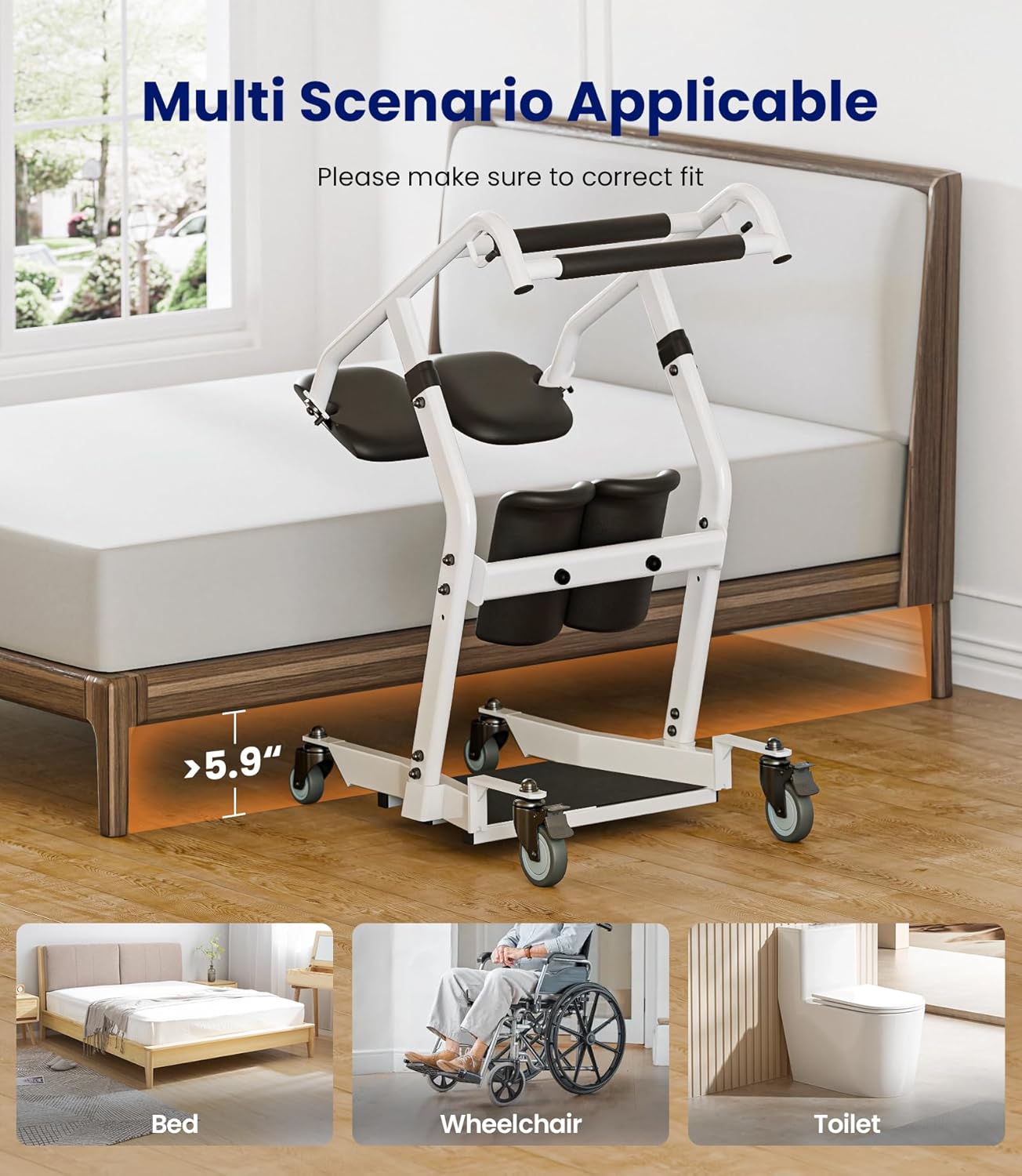 Upgrade Sit to Stand Lift, One-Step Stand Assist Lift for Elderly, Patient Lift Chair Transport Unit with Wheels