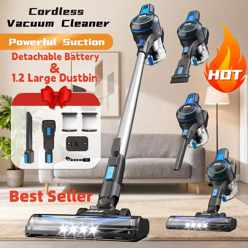 Vacuum Cleaners for Home, 46KPa, 6-in-1 Rechargeable Powerful Handheld Vacuum Cleaner/High Suction/Detachable Battery, Running Time 45 Minutes, 50.5oz Dust Cup, LED Brush, Vacuum Cleaners for Home, Hardwood Floor, Carpet And Pet Hair