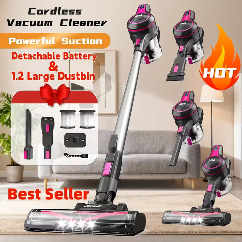 Vacuum Cleaners for Home, 46KPa, 6-in-1 Rechargeable Powerful Handheld Vacuum Cleaner/High Suction/Detachable Battery, Running Time 45 Minutes, 50.5oz Dust Cup, LED Brush, Vacuum Cleaners for Home, Hardwood Floor, Carpet And Pet Hair