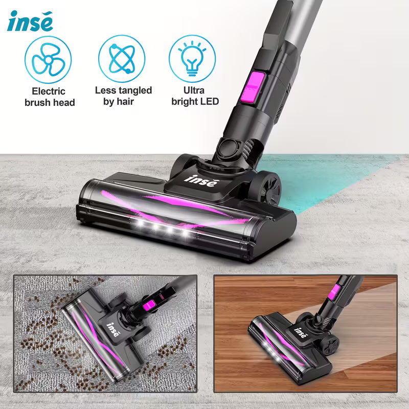 Vacuum Cleaners for Home, 46KPa, 6-in-1 Rechargeable Powerful Handheld Vacuum Cleaner/High Suction/Detachable Battery, Running Time 45 Minutes, 50.5oz Dust Cup, LED Brush, Vacuum Cleaners for Home, Hardwood Floor, Carpet And Pet Hair