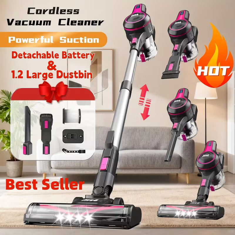 Vacuum Cleaners for Home, 46KPa, 6-in-1 Rechargeable Powerful Handheld Vacuum Cleaner/High Suction/Detachable Battery, Running Time 45 Minutes, 50.5oz Dust Cup, LED Brush, Vacuum Cleaners for Home, Hardwood Floor, Carpet And Pet Hair