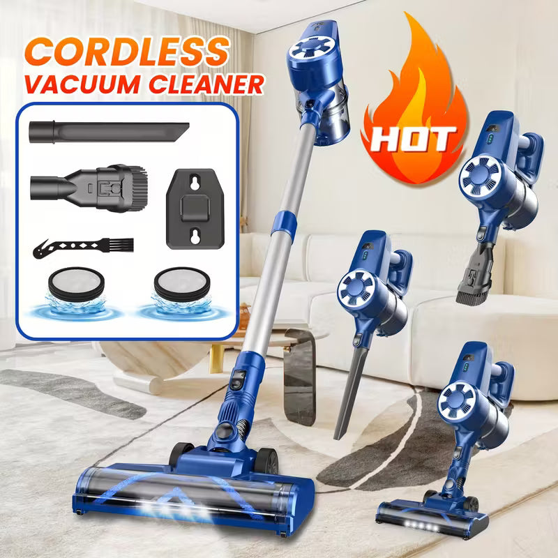 Vacuum Cleaners for Home, 46KPa, 6-in-1 Rechargeable Powerful Handheld Vacuum Cleaner/High Suction/Detachable Battery, Running Time 45 Minutes, 50.5oz Dust Cup, LED Brush, Vacuum Cleaners for Home, Hardwood Floor, Carpet And Pet Hair