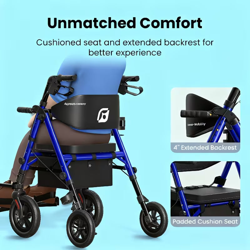 Walkers For Seniors, Wheelchairs For Adults, Rollator Walker With Seat, 2 In 1 Rollator Transport Chair With Brakes, Rolling Walker Lightweight Foldable, Walker Wheelchair Combo, Folding Portable Wheelchair With Hand Brake, Transport Wheelchair Black