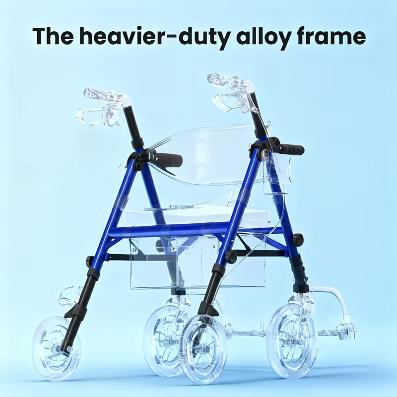 Walkers For Seniors, Wheelchairs For Adults, Rollator Walker With Seat, 2 In 1 Rollator Transport Chair With Brakes, Rolling Walker Lightweight Foldable, Walker Wheelchair Combo, Folding Portable Wheelchair With Hand Brake, Transport Wheelchair Black