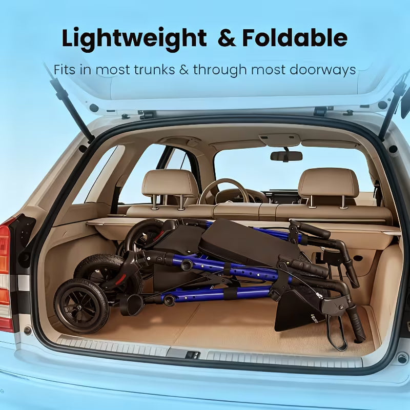 Walkers For Seniors, Wheelchairs For Adults, Rollator Walker With Seat, 2 In 1 Rollator Transport Chair With Brakes, Rolling Walker Lightweight Foldable, Walker Wheelchair Combo, Folding Portable Wheelchair With Hand Brake, Transport Wheelchair Black