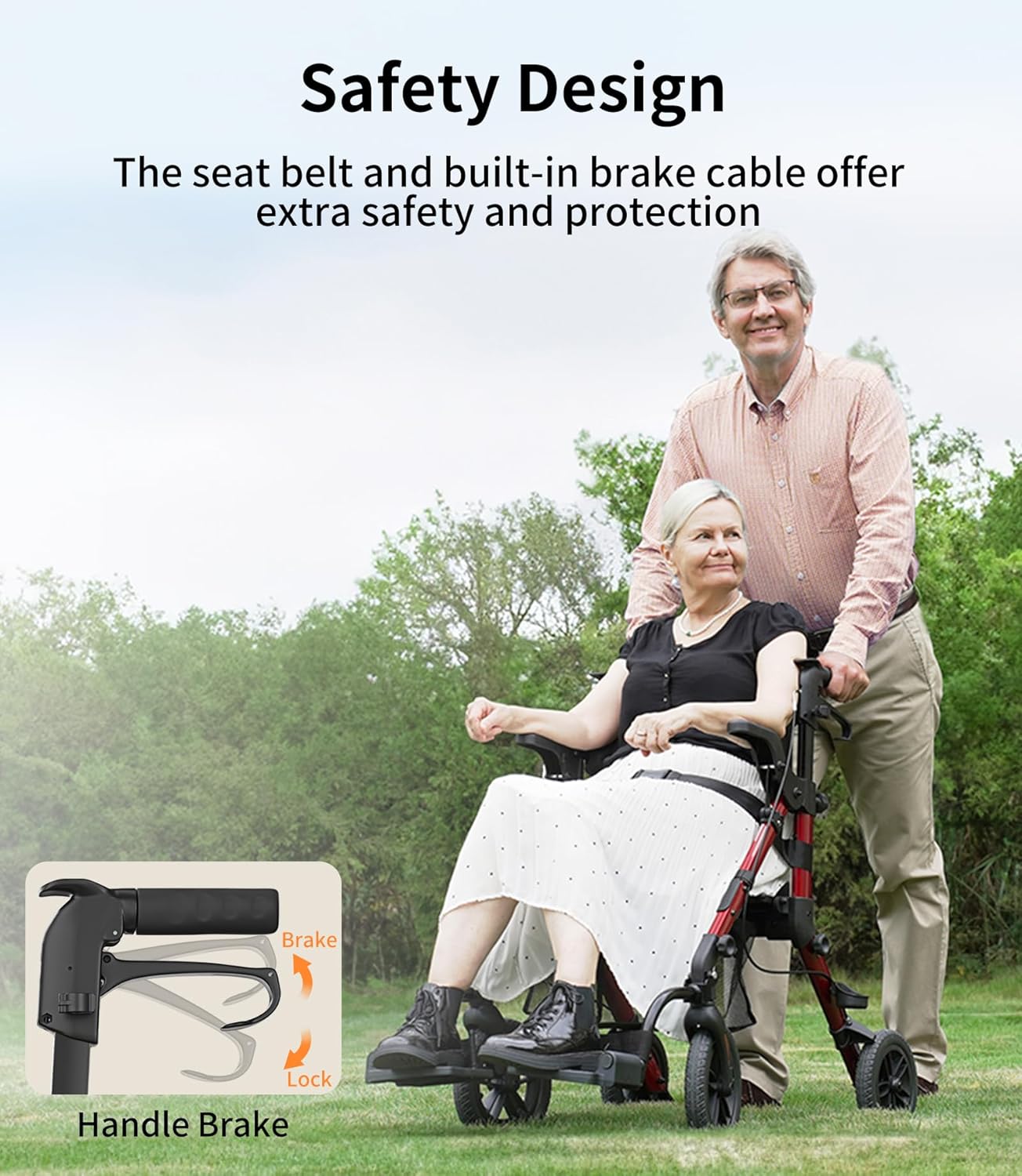 Walkers for Seniors, Wheelchairs for Adults, Rollator Walker with Seat, 2 in 1 Rollator Transport Chair with Brakes, Rollator Lightweight Foldable, Walker Wheelchair Combo