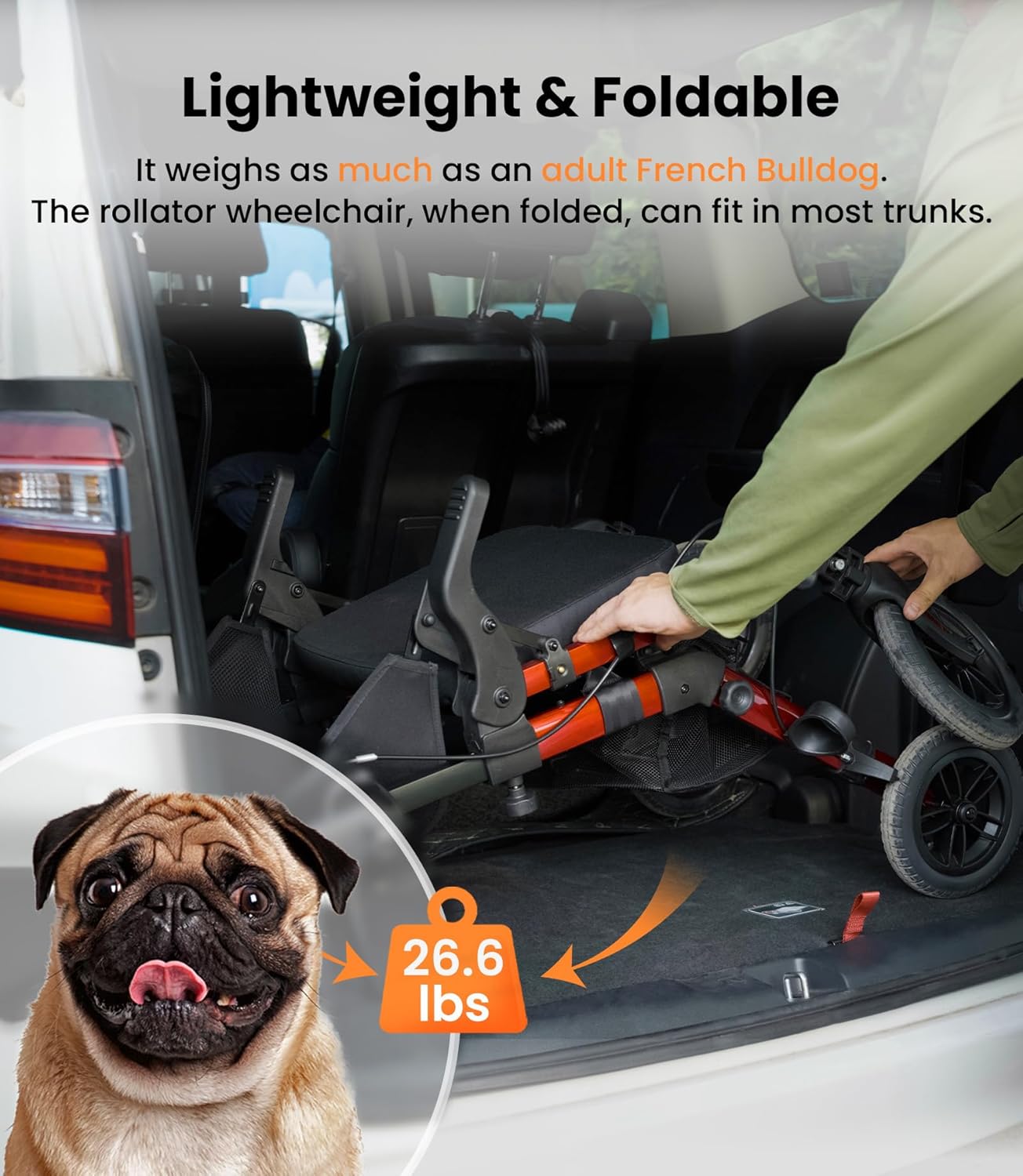 Walkers for Seniors, Wheelchairs for Adults, Rollator Walker with Seat, 2 in 1 Rollator Transport Chair with Brakes, Rollator Lightweight Foldable, Walker Wheelchair Combo